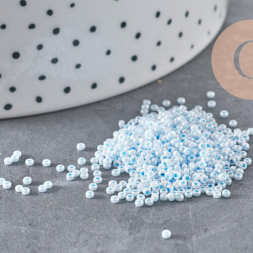 Perles rocailles miyuki bleu ciel, perle rocaille japonaise aqua lined white pearl ,perle rocaille perlage,15/0, 1.5mm, sachet 10g (g3951)