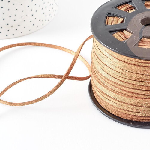 Cordon suédé marron imitation cuir 4mm, x1 mètre (g0090)