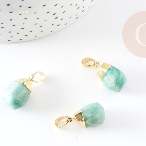 Pendentif goutte amazonite facetté doré, bijou pierre,pendentif amazonite pierre naturelle, bijoux pierre,19-21mm, x1 g5524
