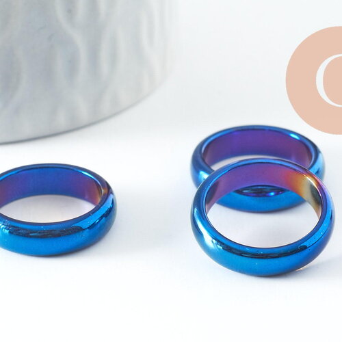 Bague hématite bleu lisse 17mm, x1 (g4224)