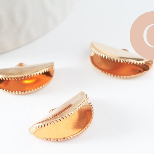 Embouts corde métal doré à pincer demi-cercle fournitures dorées,finition ruban,finition chaine 12.5x20mm, x10 g3895