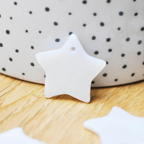 Charm etoile nacre blanche naturelle 25mm, x5 (g1082)