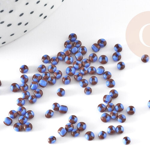 Petite perle rocaille rayé noir bleu, perle rocaille multicolore, création bijoux,perle multicolore,2.5mm x 3mm, x 10gr (g3675)