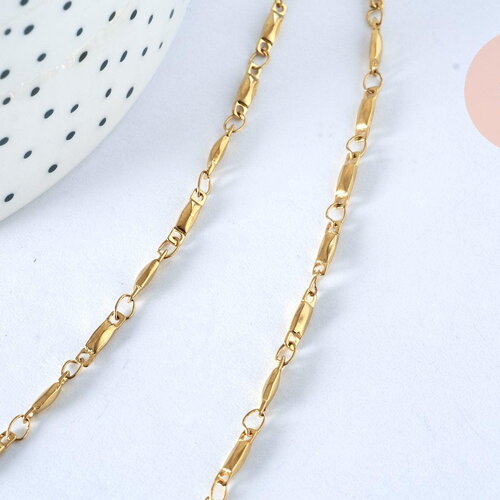 Chaine acier doré maille fantaisie,chaine collier inoxydable,création bijoux,chaine large,45mm,chaine complète, x1 g4632