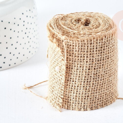 Toile de jute beige 65mm, jute de lin pour scrapbooking, chemin de table, décoration maison, x 1mètre g8376