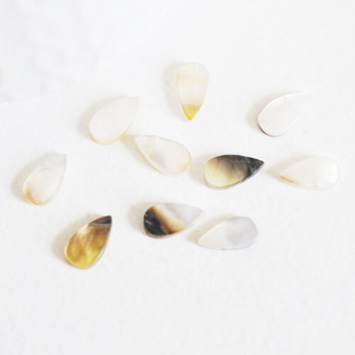 Pendentif goutte nacre naturelle,fourniture créative, perle goutte,nacre naturelle,coquillage noir,création bijoux,10mm,x 10 g3876