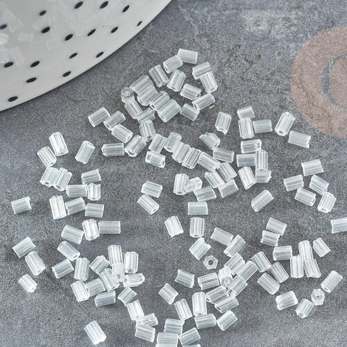 Perles rocaille tube facettée transparentes 2.2mm,fournitures pour bijoux, perles rocaille, x 10gr g5386