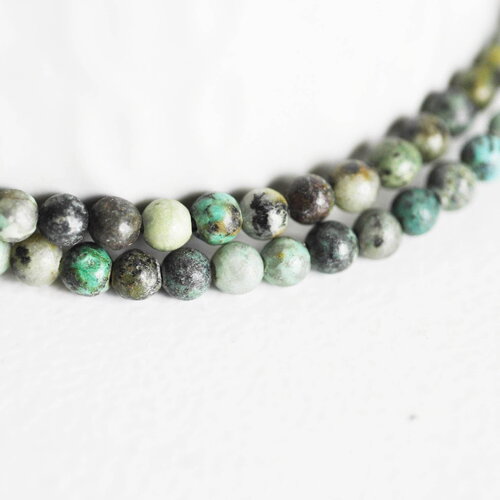 Perle turquoise africaine, perle turquoise, turquoise naturelle, perle pierre, 4mm, fil de 38cm, x1 (g1544)