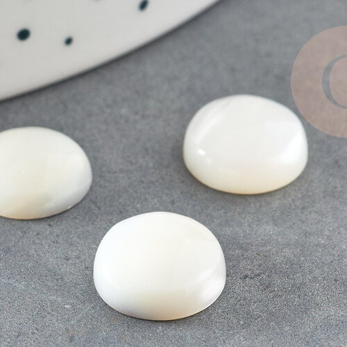 Cabochon rond nacre blanche, cabochon coquillage nacre naturelle,12mm, x1 g1739