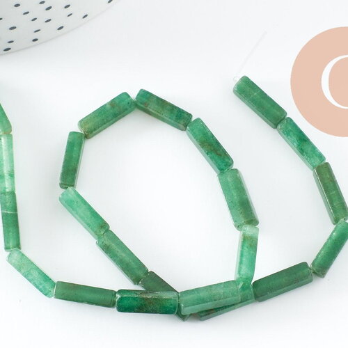 Perle aventurine rectangle verte, perle gemme,pierre naturelle, ,13mm,fil de 40cm x1 (g0206)