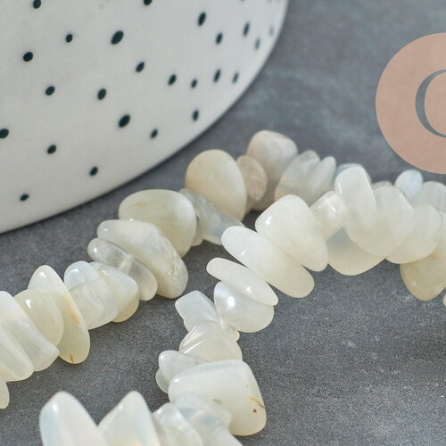 Perles pépite pierre de lune, perles pépite, pierre de lune naturelle création bijoux,perle pierre, 5-8mm,fil de 80cm, x1 g5495