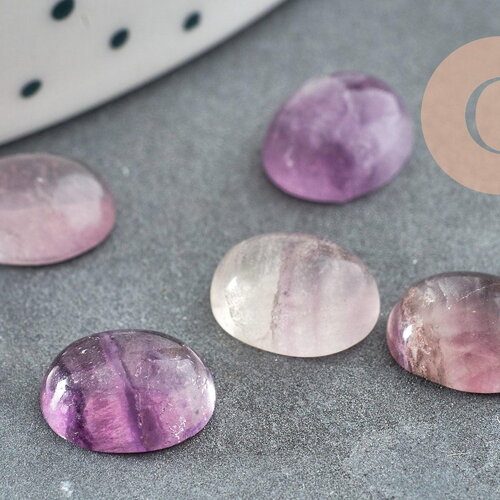 Cabochon ovale fluorite violette naturelle 10x8mm, cabochon création bijoux pierre, x1 g8677