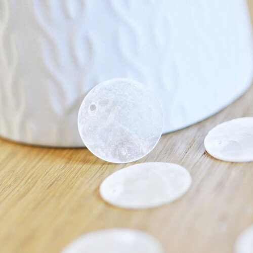 Pendentif rond nacre blanche, pendentif, coquillage blanc, naturel,création bijoux, 15mm,lot 10-20,50 g2812