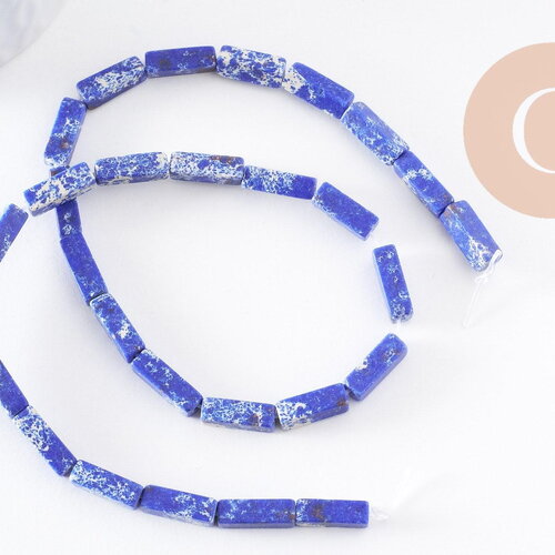 Perle regalite bleu roi rectangulaire,regalite,pierre naturelle,perles jaspe,perles pierre,12mm,le fil de 38 cm (g3988)