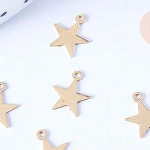 Pendentif étoile laiton doré, fournitures créatives, connecteurs laiton, pendentif géométriques, création bijoux, ,10.5mm x 10 g3708