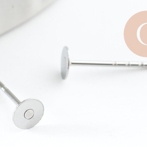 Clous-puces oreille acier inoxydable 304 platine 4mm, x50 (3.3gr) (g9589)