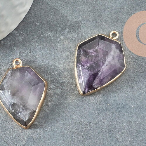 Pendentif hexagone améthyste,pendentif pierre violet, pierre naturelle,pendentif améthyste, améthyste naturelle,30mm, x1 g1405