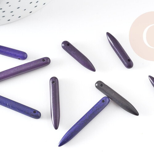 Perle pointe howlite violette, howlite naturelle, perle violette, perle pierre, x10 perles ou x1 fil de 80 (g1495)