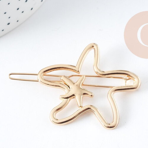 Support barrette étoiles clip zamac doré sans plateau 48x41mm, x1 (g9097)