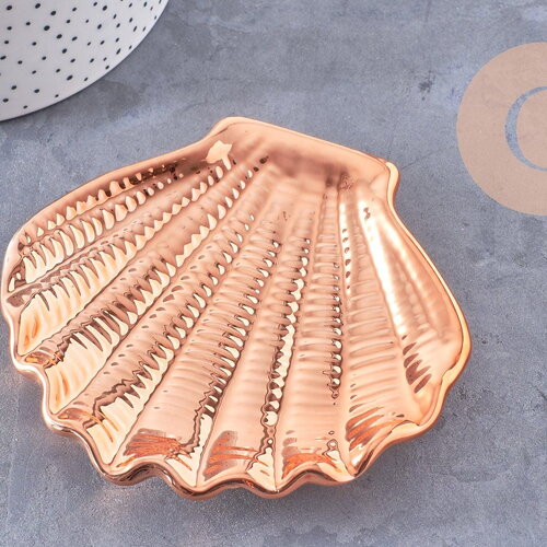 Coupelle présentoir coquillage à bijoux porcelaine blanche ou dorée 100-110mm, x1 (g10329)