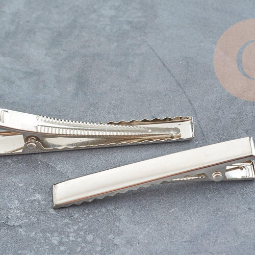Support barrette pince crocodile fer platine sans plateau 57mm, x2 (g4983)