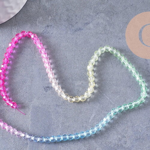 Perles rondes cristal à facette multicolore 4.5mm, x1 fil de 32cm (g10282)