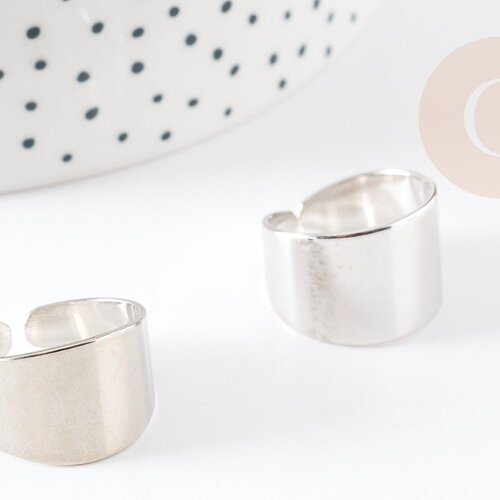 Support bague réglable laiton doré blanc 16mm, x1 (g3074)
