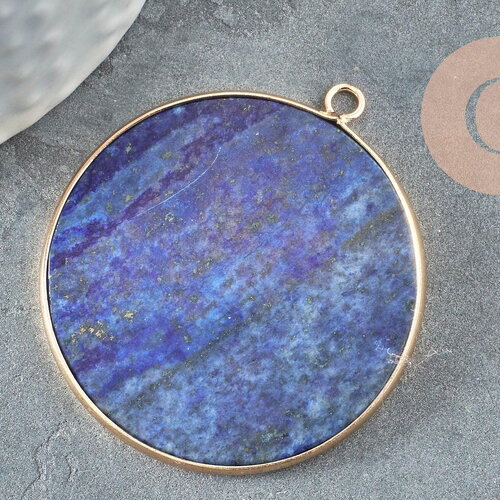 Pendentif rond lapis lazulis, naturel,pendentif rond,43mm, x1 g2511