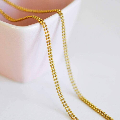 Chaine boule double laiton brut,chaine bijou, création bijoux,chaine boule,sans nickel, grossiste,1.5mm, 1 metre g0654