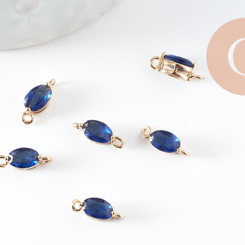 Pendentif goutte doré 24 carats zircon bleu,pendentif cristal, pendentif doré cristal, 11x4mm, x5 g3918