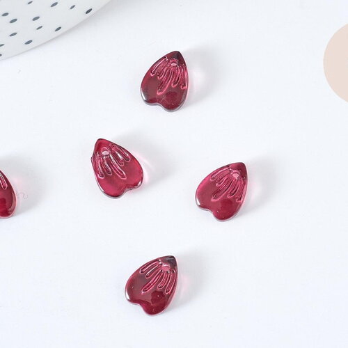 Pendentif pétale verre prune 12mm, perles verre tchèque, perle végétal, x10 (g8102)