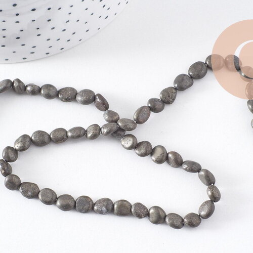Perles pyrite nugget,perles pyrite, pyrite naturelle,nuggets pyrite, 6-12mm, x1 fil de 45 perles (g0410)