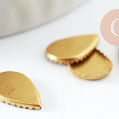 Supports cabochons goutte laiton brut 6x10mm, fournitures cabochon, apprêt laiton brut, sans nickel,création bijoux, x20 (1.9g) g1610