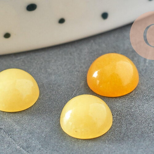 Cabochon jade jaune, fournitures créatives, cabochon rond, jade naturel,cabochon pierre, création bijoux,8mm, pierre naturelle, x1 g0454