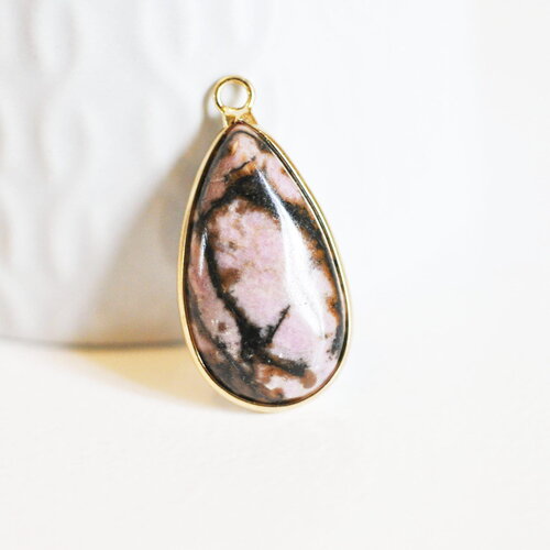Pendentif goutte rhodonite,pendentif bijoux,pendentif pierre, rhodonite naturelle,pendentif rhonodite,33mm, x1 g2426
