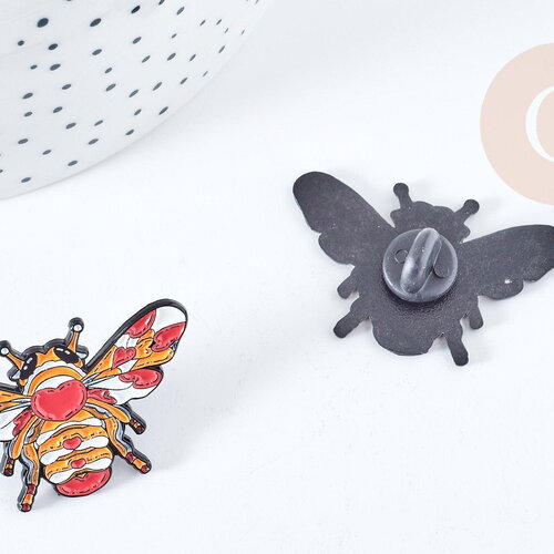 Broche pin's abeille insecte ailé émaillé 40mm, x1 (g8503)