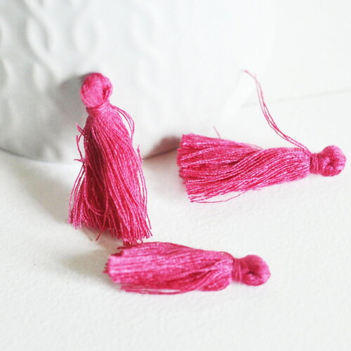 Pompon rose coton 25-31mm, décoration pompon,accessoire coton, pompon boucles, x5 g2772