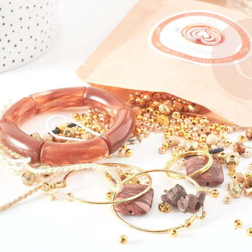 Kit mix de perles chocolat capuccino, coffrets et kits pour la création de bijoux fantaisie diy, le kit, g9134