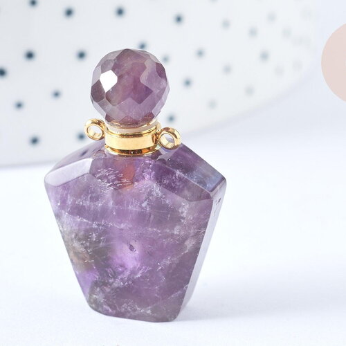 Pendentif bouteille parfum améthyste naturelle 37.5mm, x1 (g3213)