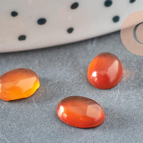Cabochon ovale agate naturelle orange 8x6mm, x1 (g6749)