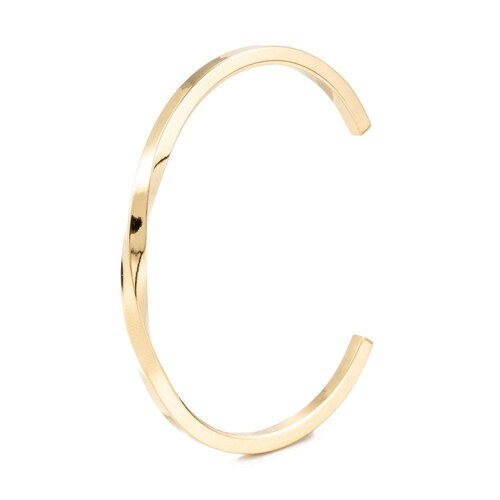 Bracelet jonc torsadé acier inoxydable doré ip 14k 68mm, x1 (g5946)