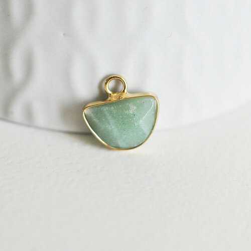 Pendentif demi-lune aventurine,pendentif bijou pierre naturelle,aventurine naturelle,création bijoux,13.5mm,g2883
