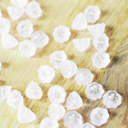 Perles fleur verre rose très clair, perles verre tchèque, perles fleur, verre violet, 11mm, x10 (g4586)