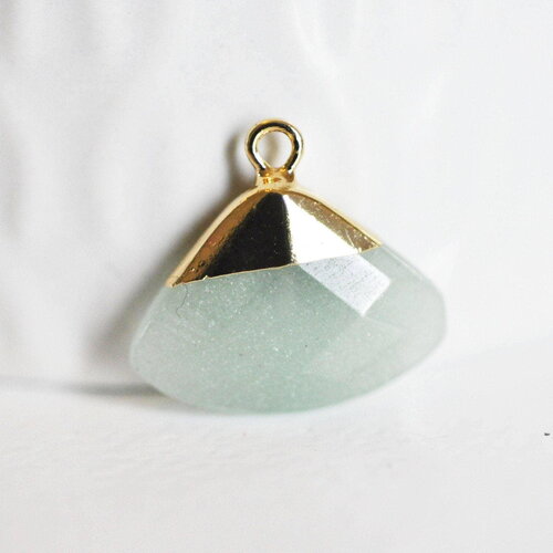 Pendentif triangle aventurine verte facettes,pendentif bijoux, pendentif aventurine pierre naturelle,20mm, x1, g2997