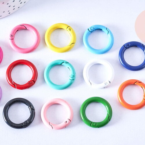 Fermoir mousqueton xxl rond en zamac coloré 25mm, x1 (g6654)