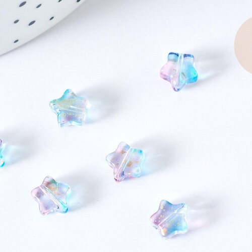 Perle verre étoile bleu violet 8mm, création de bijoux diy, x10 (g8109)