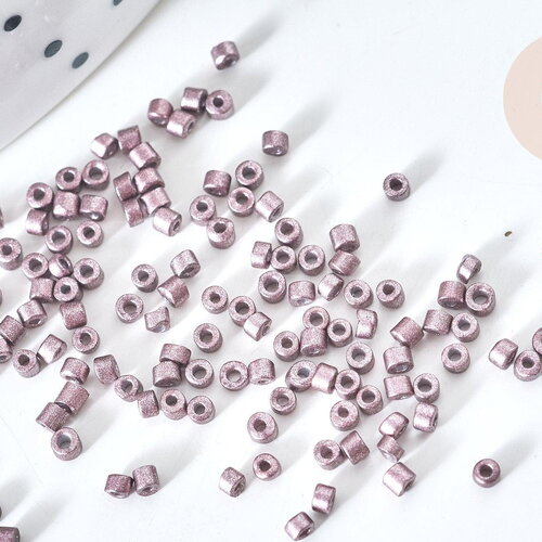 Perles tube verre marron glacé métallisé mat façon delica miyuki, perle rocaille japonaise mat,perlage tissage, sachet 8g, x1 g7771