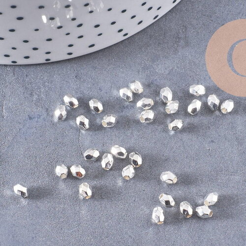 Perles intercalaires facettées en argent tibétain, perles argentées, x 50-100-200,3mm, (g1894)