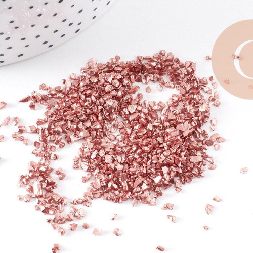 Sable chips verre rose beige métallisé 2-7mm, x10gr (g1461)