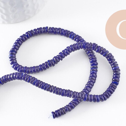 Perles coquillage bleu marine naturel heishi 5-6mm,perles coquillage bleu foncé, x1 fil de 40cm, (g3911)